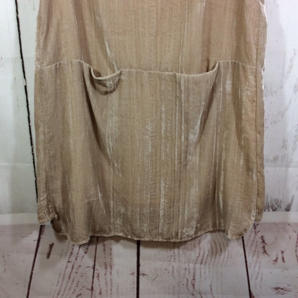 Anthropologie Floreat Crushed Champagne Velvet Shift Mini Dress Pockets Size S - Picture 4 of 16